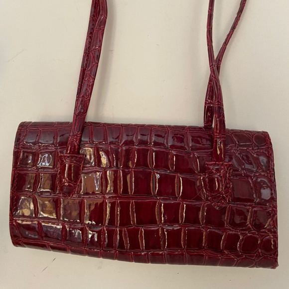 Mini maroon Faux Crock bag ~ Holds your phone & necessities - Picture 2 of 2